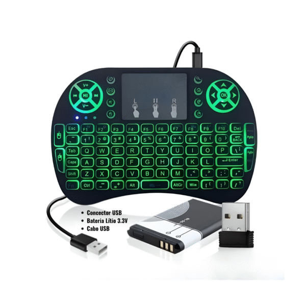 Mini Teclado Wireless Keyboard Com Touchpad Com Led Usb Android Console E Tv - Imagem 2