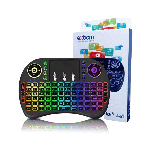 Mini Teclado Wireless Keyboard Com Touchpad Com Led Usb Android Console E Tv